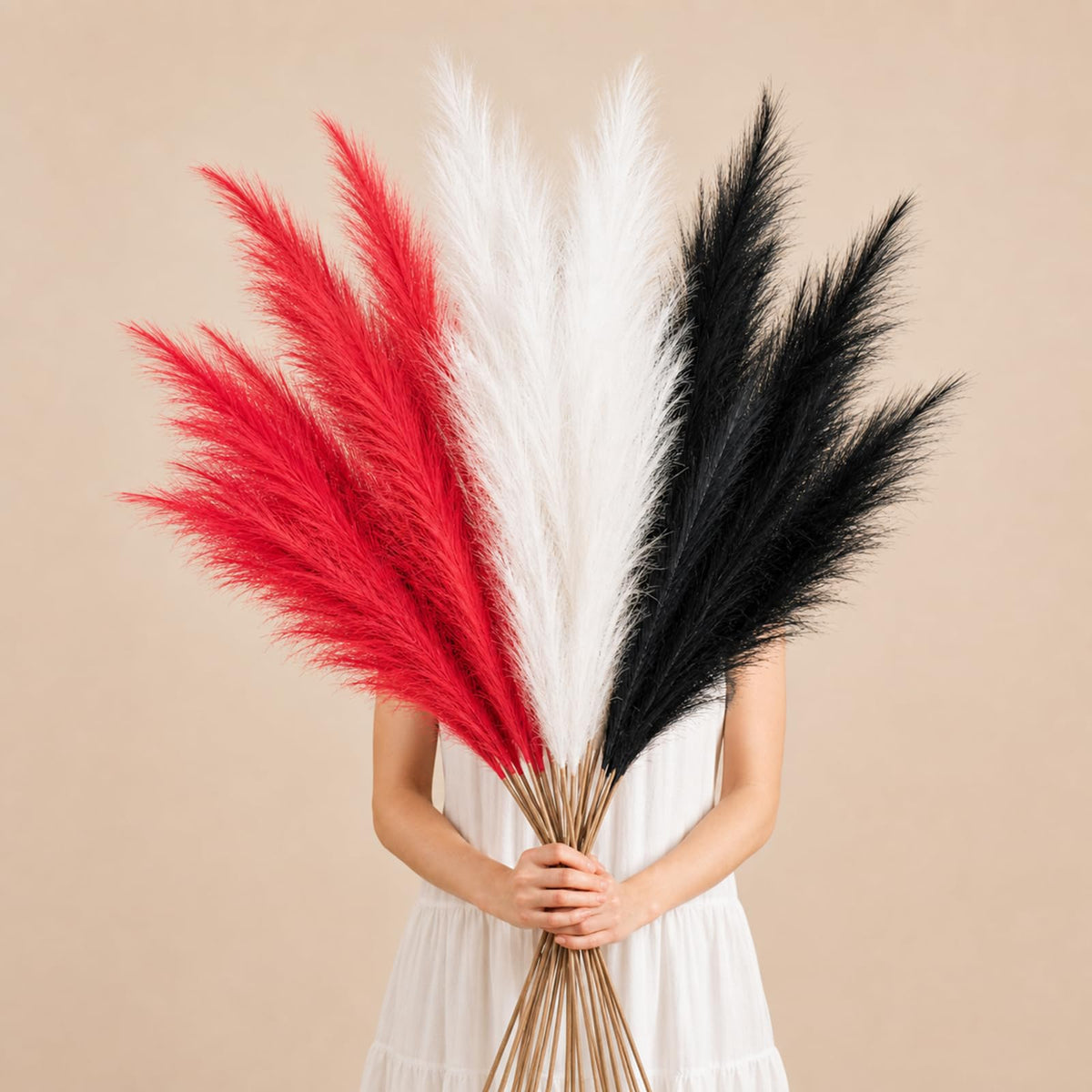 GNDR 9 PCS 45" Artificial Pampas Grass Dark Brown & Beige & Brown