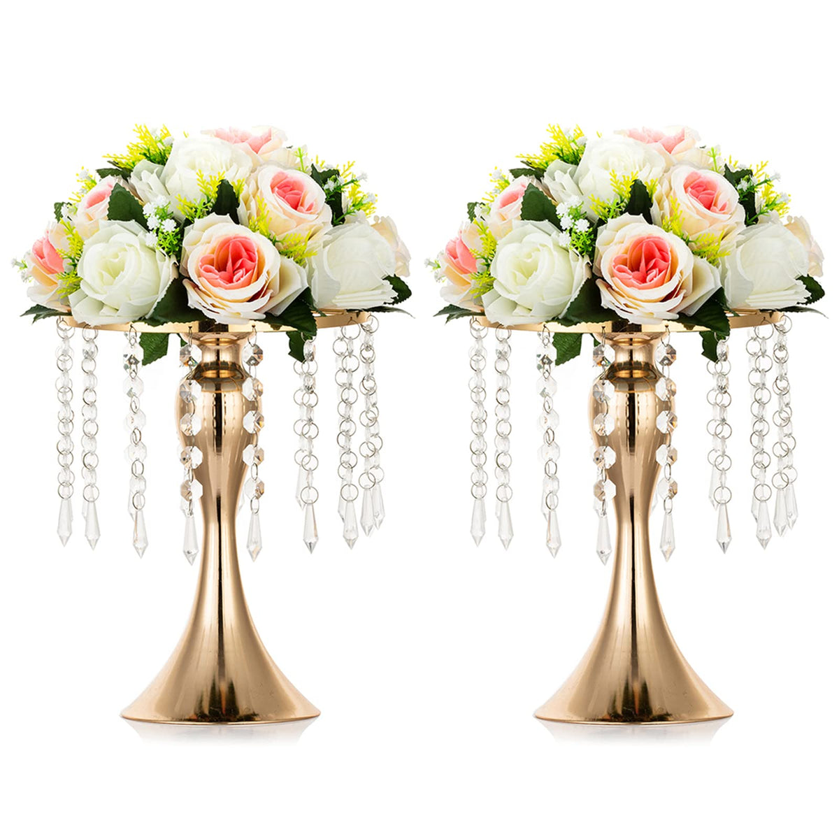 NUPTIO Tall Vase Table Centerpiece, 13.8", Gold, 10 Pcs