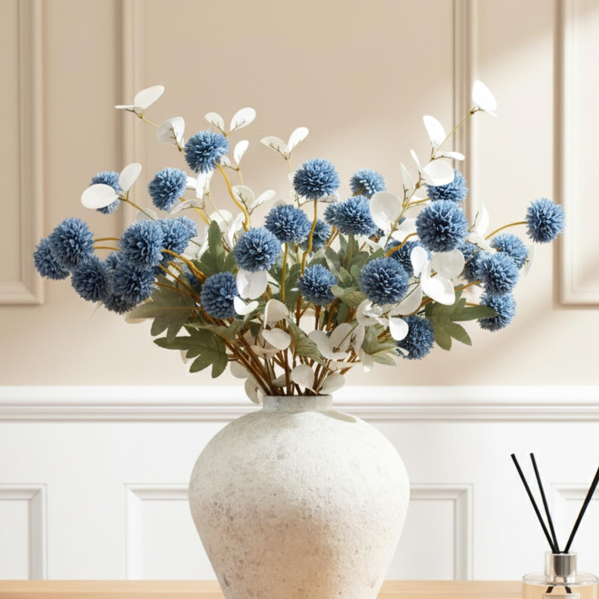 Faux Fall Flowers, Burnt Orange Artificial Floral Stems For Vase