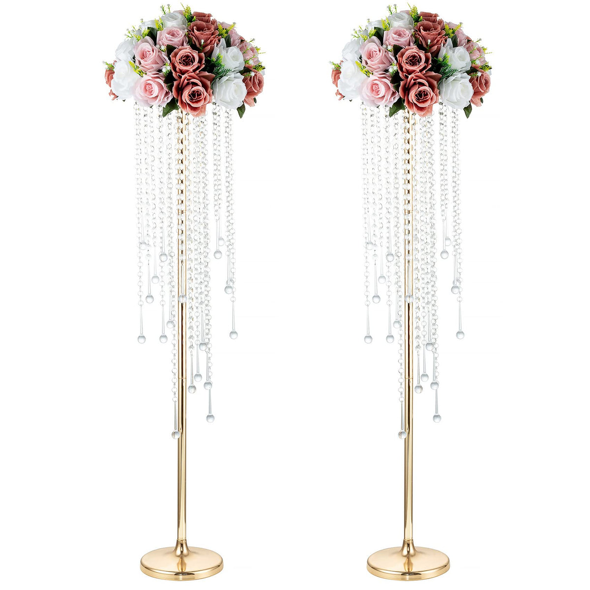 NUPTIO Tall Gold Centerpiece for Table, Metal, 21.7", 10 Pcs