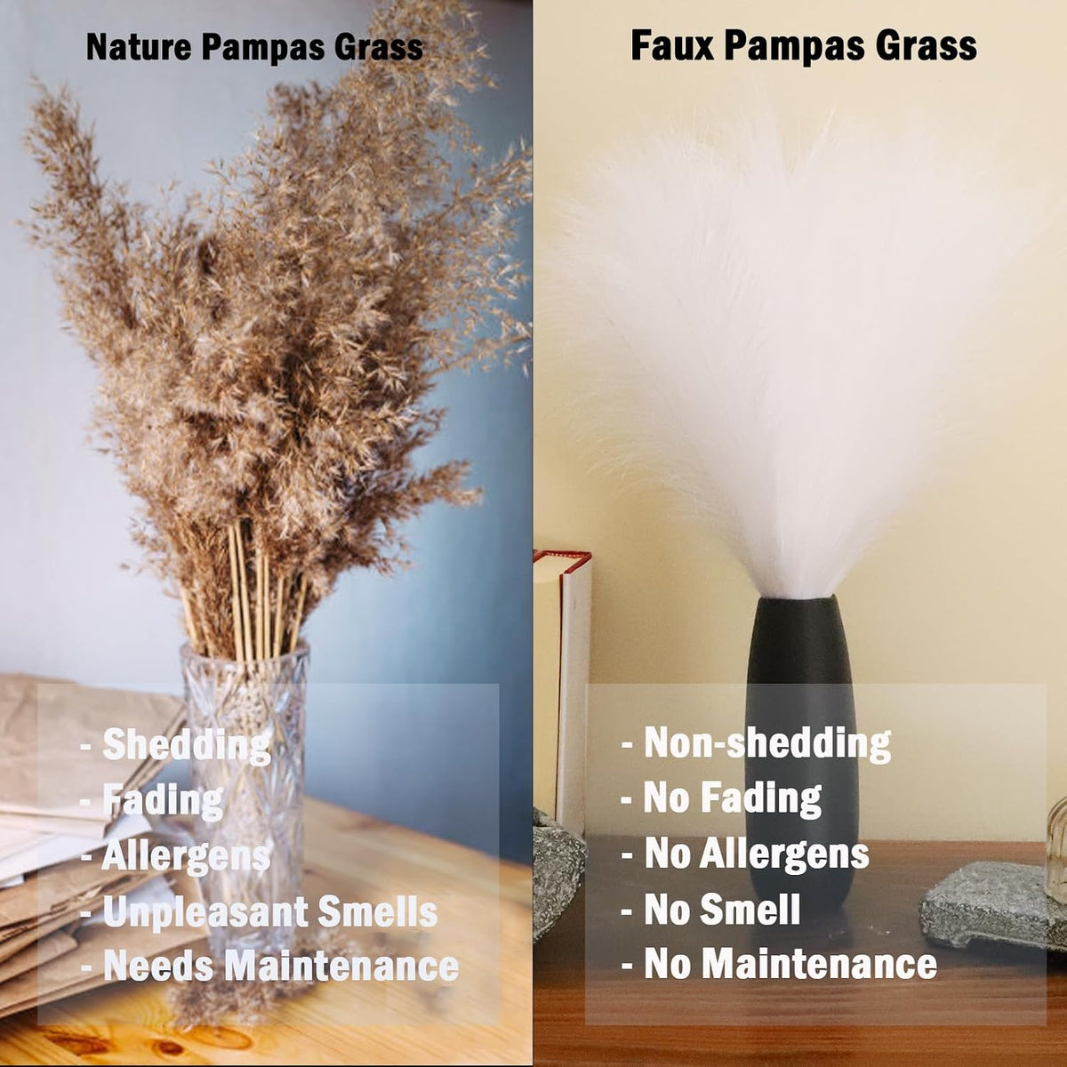 LWINGFLYER Navy Blue Faux Pampas Grass Decor 18-Inch Short 6 Stems Dried Flowers for Small Vase Boho Home Decor Wedding Bouquet Party Decoration Flower Arrangement Balloon Garland