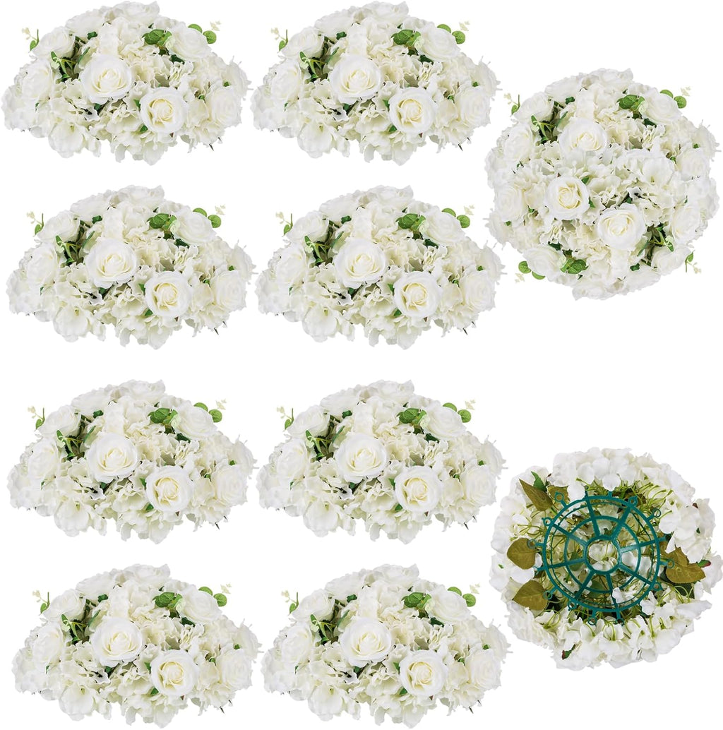 BLOSMON Wedding Flower Ball Centerpieces for Tables, 10 Pcs, White, Large