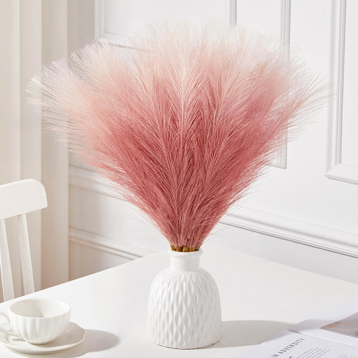 Serwalin 6PCS 17.7 Inch Black Pampas Grass Decor Gothic Feather Vase Filler