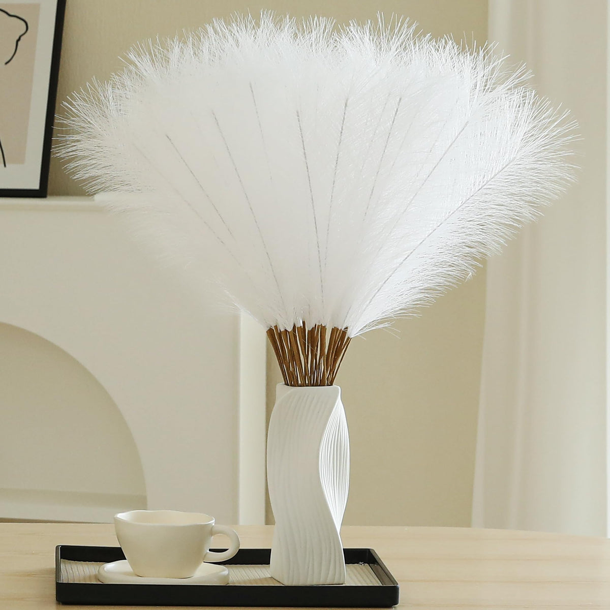 Wertuirk 30pcs Faux Pampas Grass - 24 Inch Pink Pampas Grass Home Decor