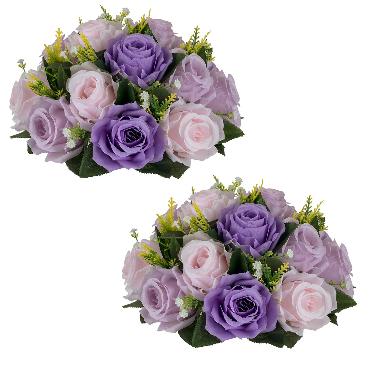 Nuptio Artificial Flower Centrepieces for Tables - 6 Pcs Burgundy & Dusty Rose & Creamy White Fake Flowers Roses Balls 9.5in Diam - Silk Faux Rose Arrangement for Wedding Party Centerpiece Table Decor