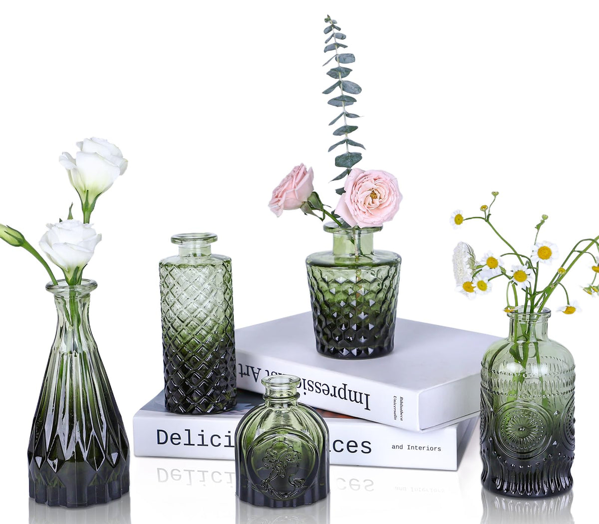 UPBUD Amber Gold Glass Bud Vases Set of 12, Small Vases for Flowers