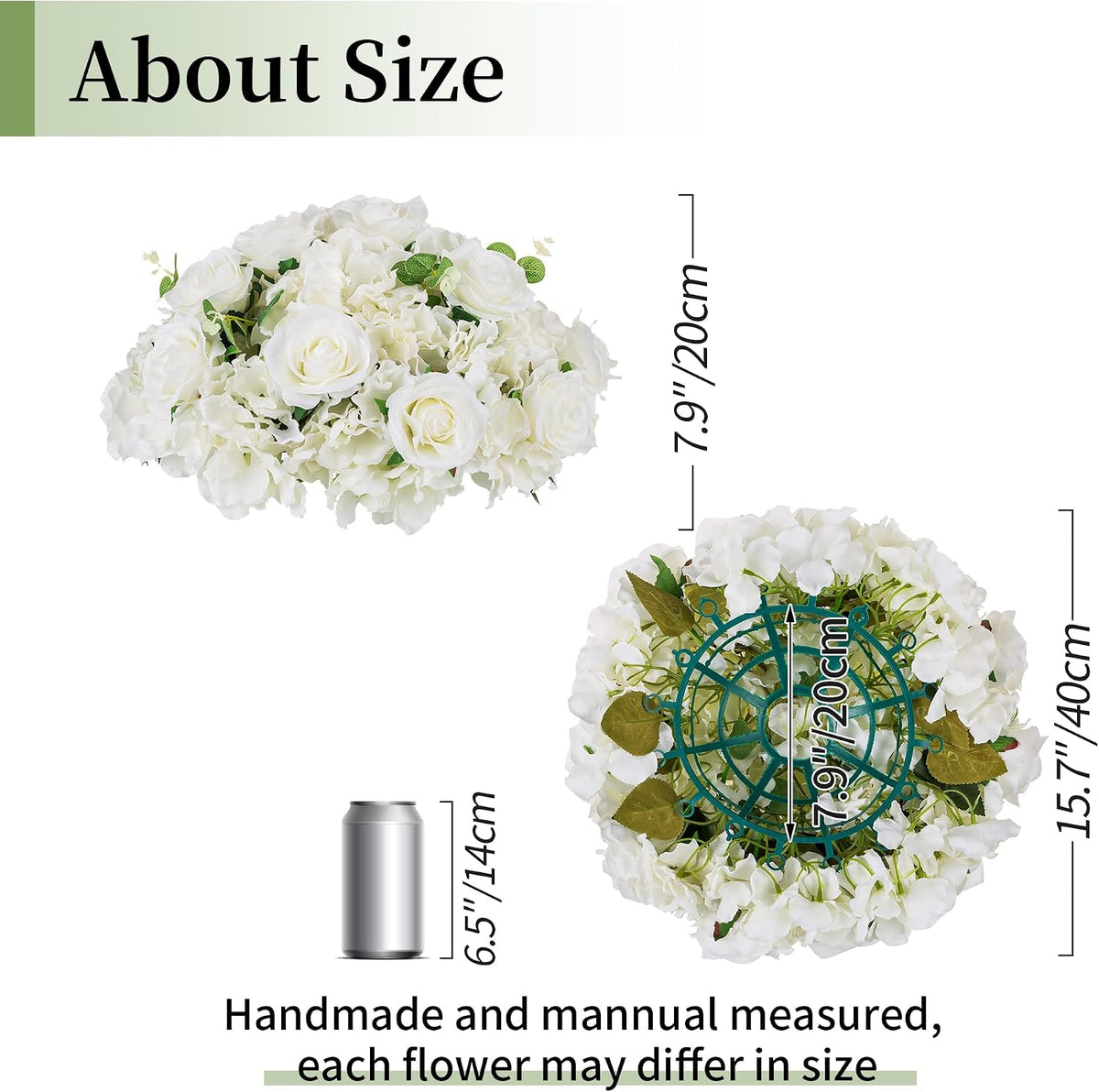 BLOSMON Wedding Flower Ball Centerpieces for Tables, 10 Pcs, White, Large