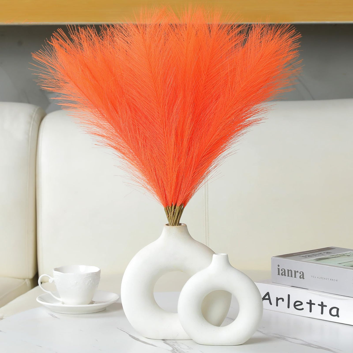 UREYMX Faux Pampas Grass Decor 17.7 Inch 30pcs, Artificial Pampas Grass Fluffy Home Decor, Short Vase Room Decor pompous Grass Flower Arrangement for Boho Home Wedding Decoration (Black,White,Grey)