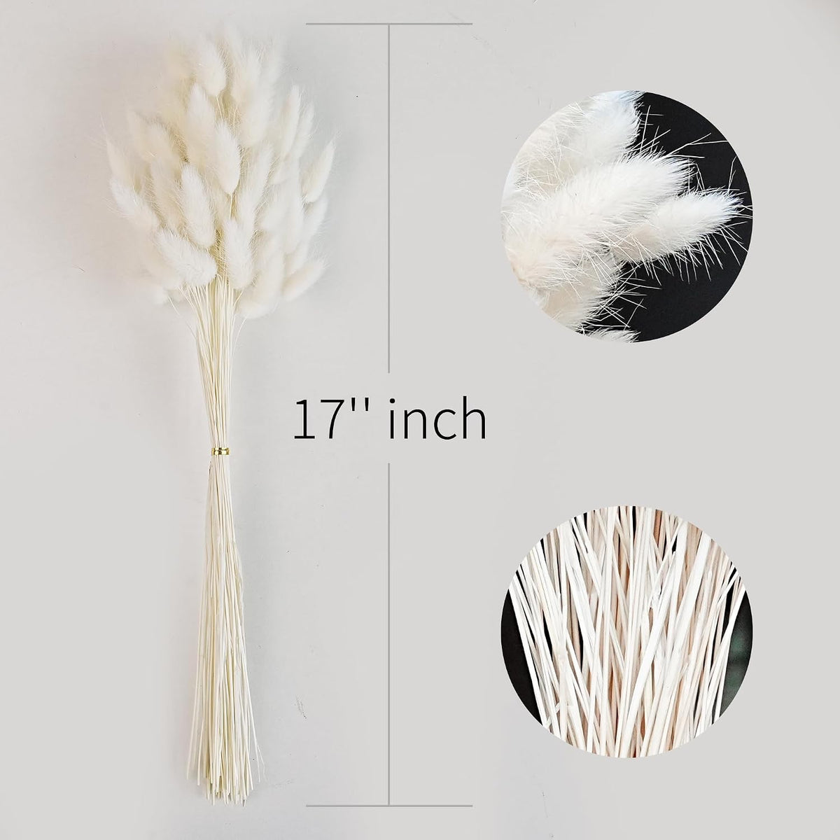 120 PCS White Dried Pampas Grass Decor, 17-inch Pompas Floral, Dry Flowers for Decoration, Pampas Grass in Bulk Tall, White Bunny Tails Dried Flowers for Boho Wedding