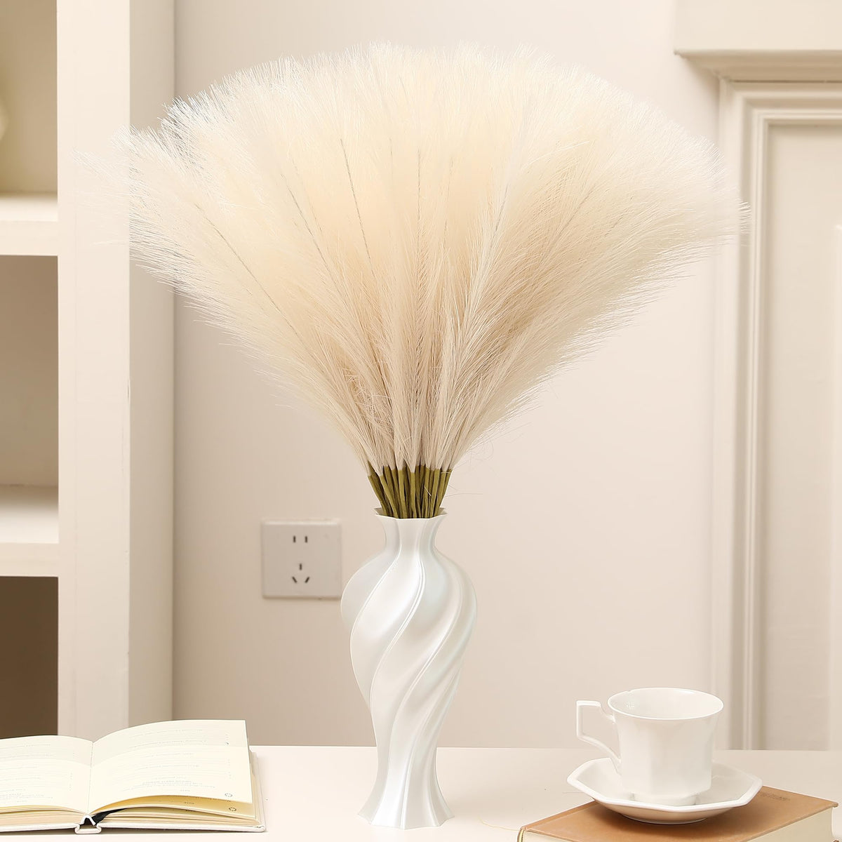 Wertuirk 30pcs Faux Pampas Grass - 24 Inch Pink Pampas Grass Home Decor