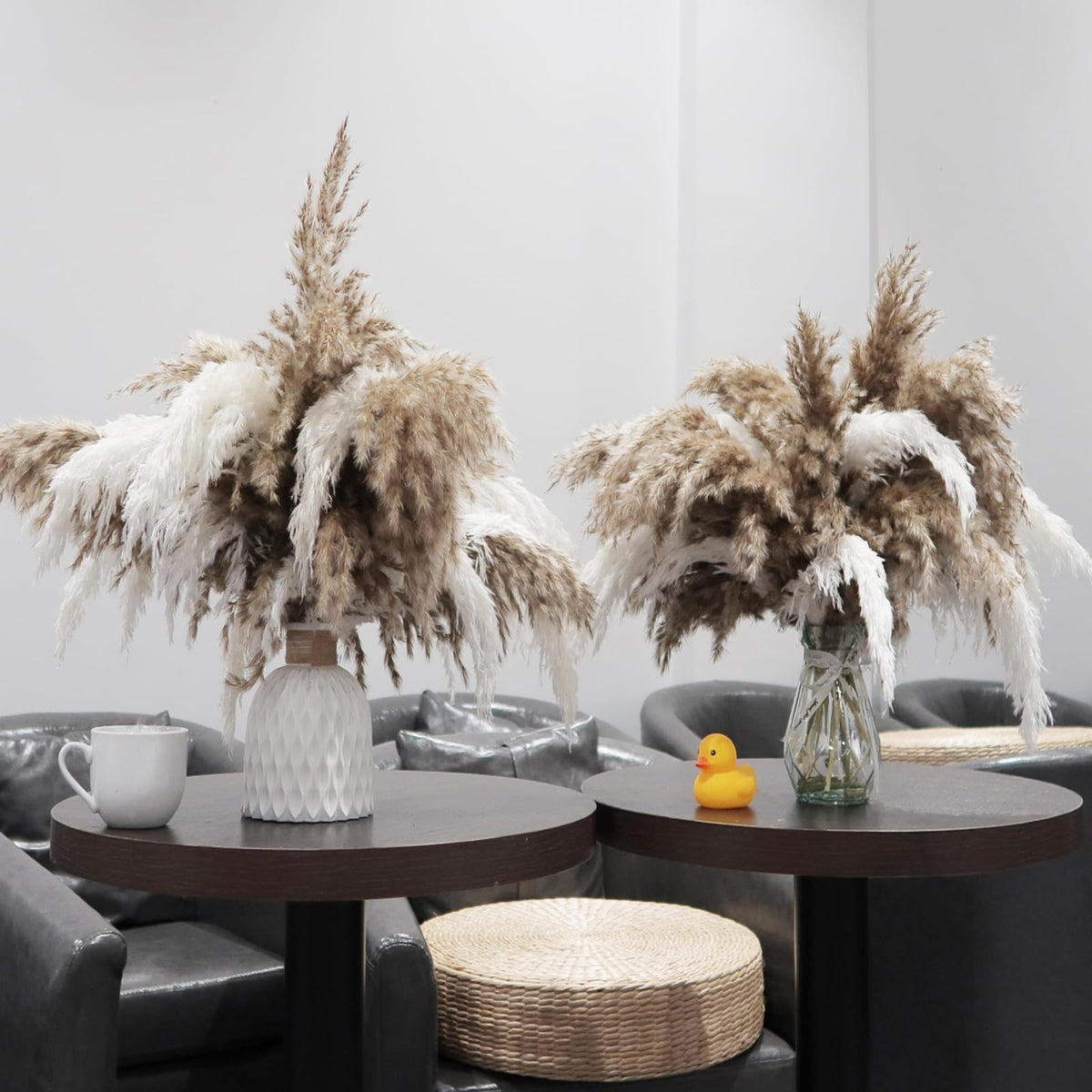 ROOLLYA 17 Inch 20 Stems Natural Pampas Grass Decor - Tall Fluffy Pompas Grass for Floor Vase - Boho Decor Home Wedding Event Decor, 2404-c15-30brown-45cm
