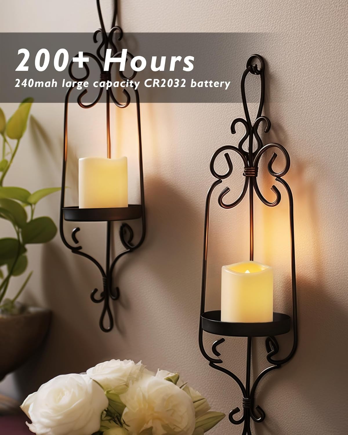 Homemory 24 Pack Ivory Flameless Flickering LED Votive Tealights Candles