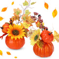 Canlierr 6 Pcs Small Fall Pumpkin Table Centerpiece with Artificial Flower