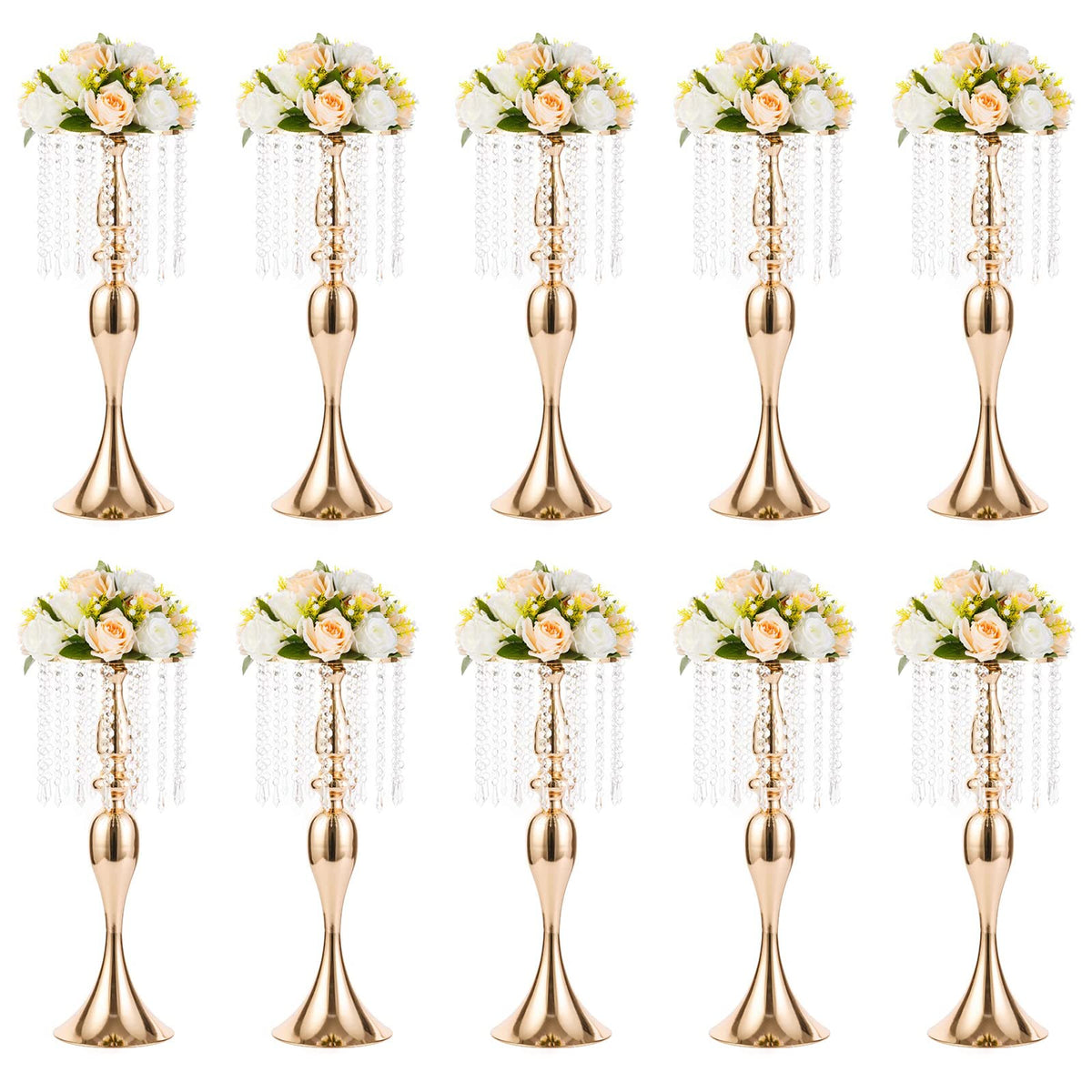 NUPTIO Tall Vase Table Centerpiece, 13.8", Gold, 10 Pcs