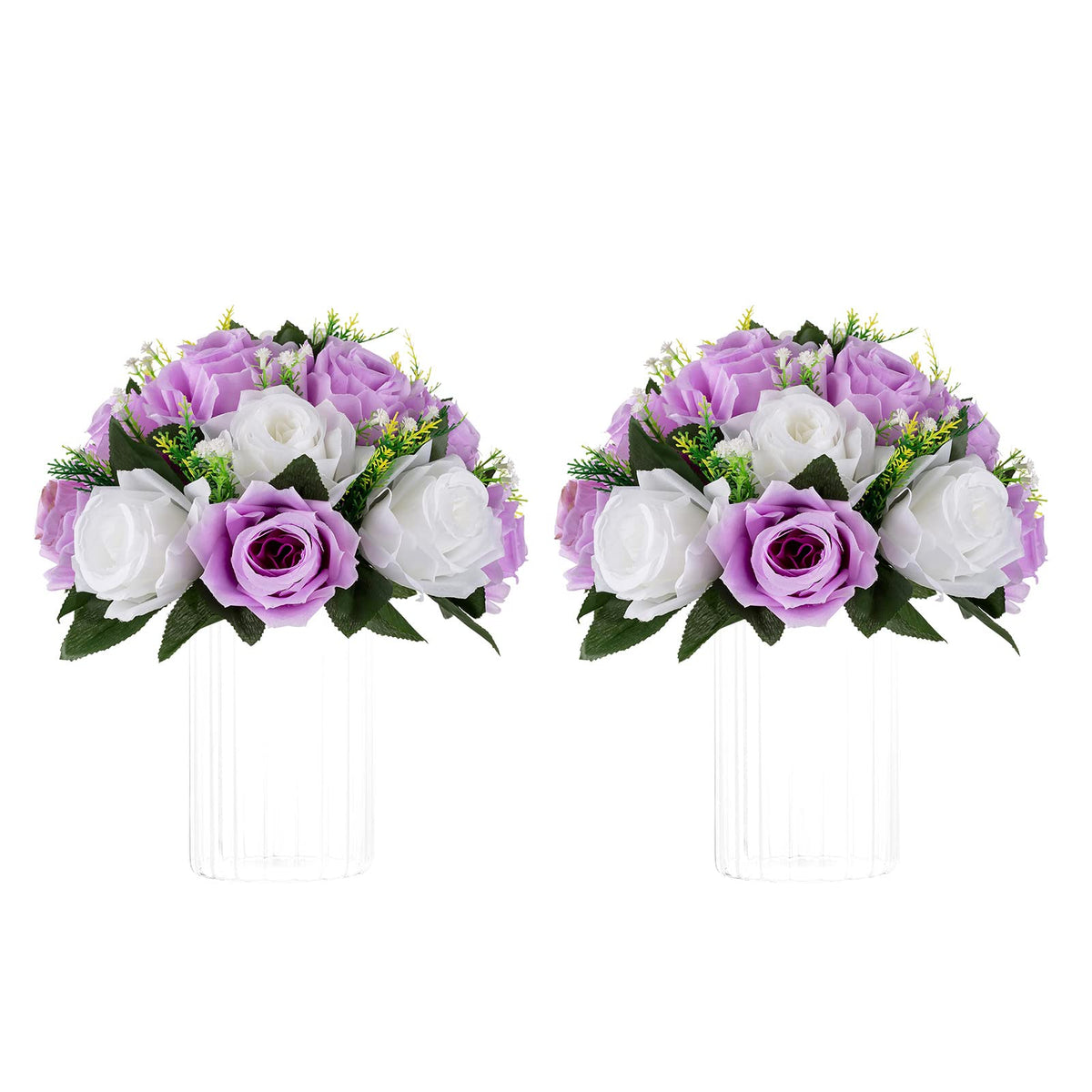 Nuptio Artificial Flower Centrepieces for Tables - 6 Pcs Burgundy & Dusty Rose & Creamy White Fake Flowers Roses Balls 9.5in Diam - Silk Faux Rose Arrangement for Wedding Party Centerpiece Table Decor