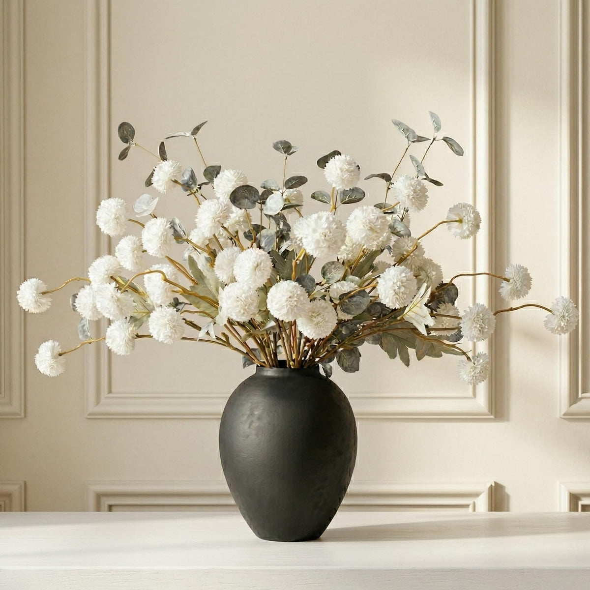 Faux Fall Flowers, Burnt Orange Artificial Floral Stems For Vase