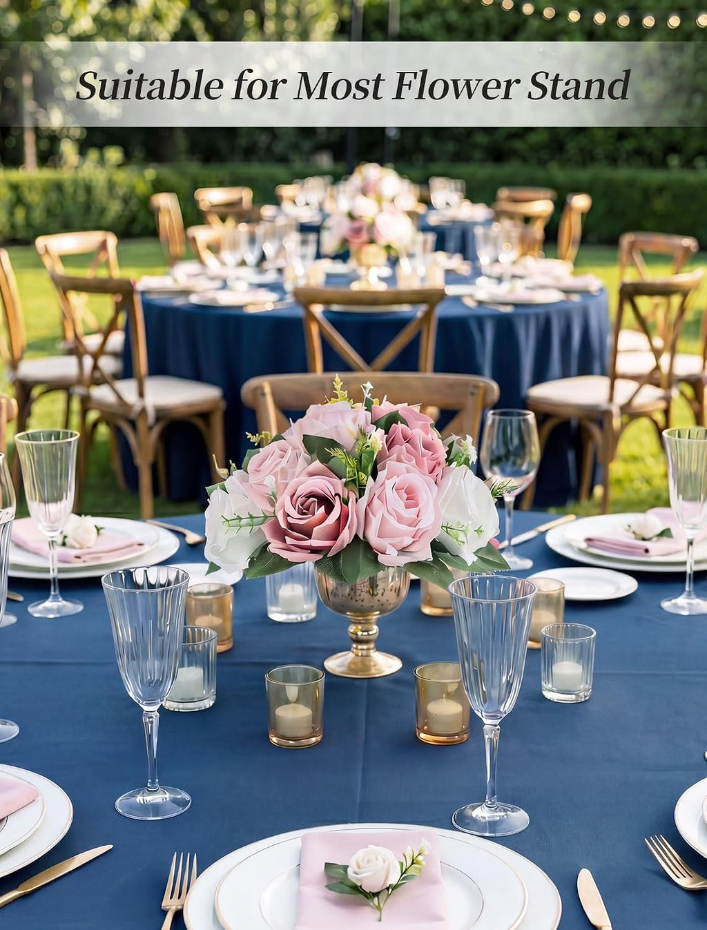 BLOSMON Dusty Pink Flower Centerpieces for Wedding: 10 Pcs, Faux Roses