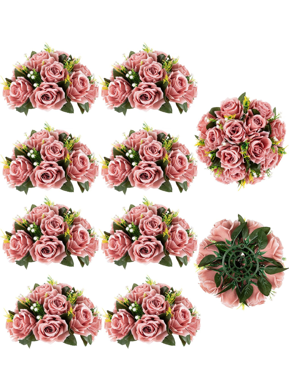 BLOSMON Dusty Pink Flower Centerpieces for Wedding: 10 Pcs, Faux Roses