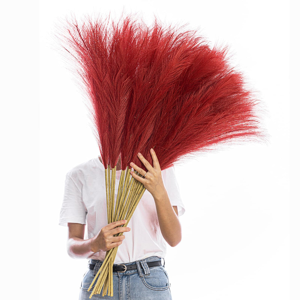 38" 10 Stems White Pampas Grass Tall Decor Faux Pampas Grass for Floor Vase