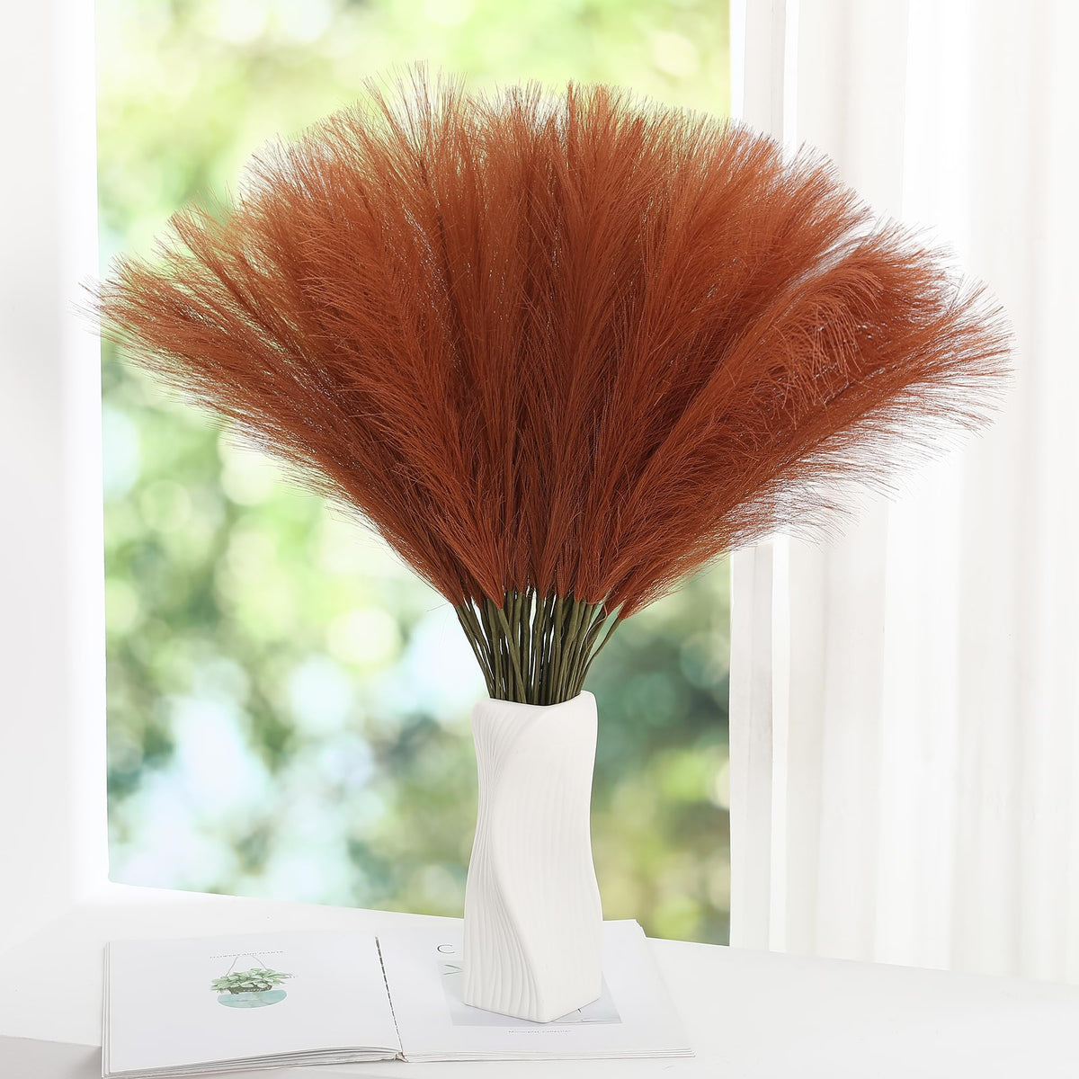 Wertuirk 30pcs Faux Pampas Grass - 24 Inch Pink Pampas Grass Home Decor