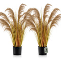 Jexine 2 Pcs Pampas Grass Potted Plants 4 ft Tall Artificial Grass Potted Artificial Greenery Floor Plants Tall in Pot for Housewarming Gift House Garden Bathroom Lobby Outdoor Decoration (Fall)