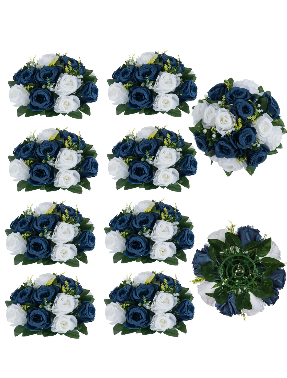 BLOSMON Faux Flower Centerpieces for Wedding Tables, 10 Pcs, Crimson Red