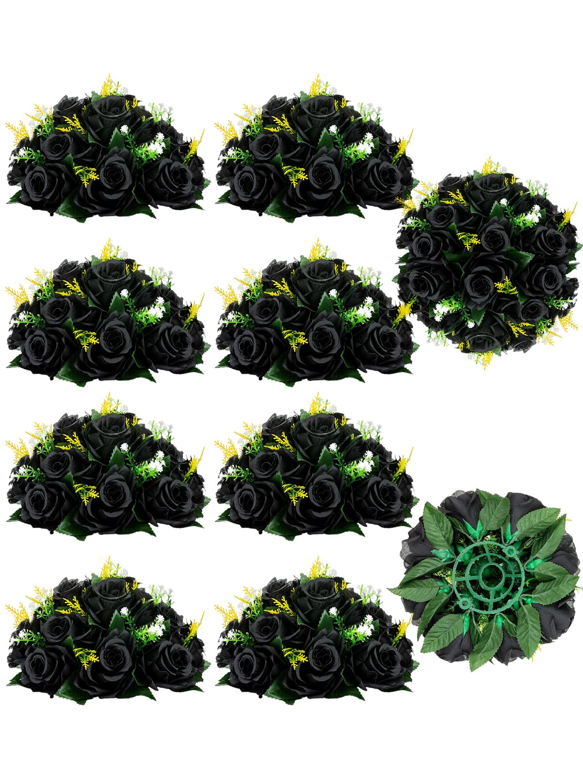 BLOSMON Faux Flower Centerpieces for Wedding Tables, 10 Pcs, Crimson Red