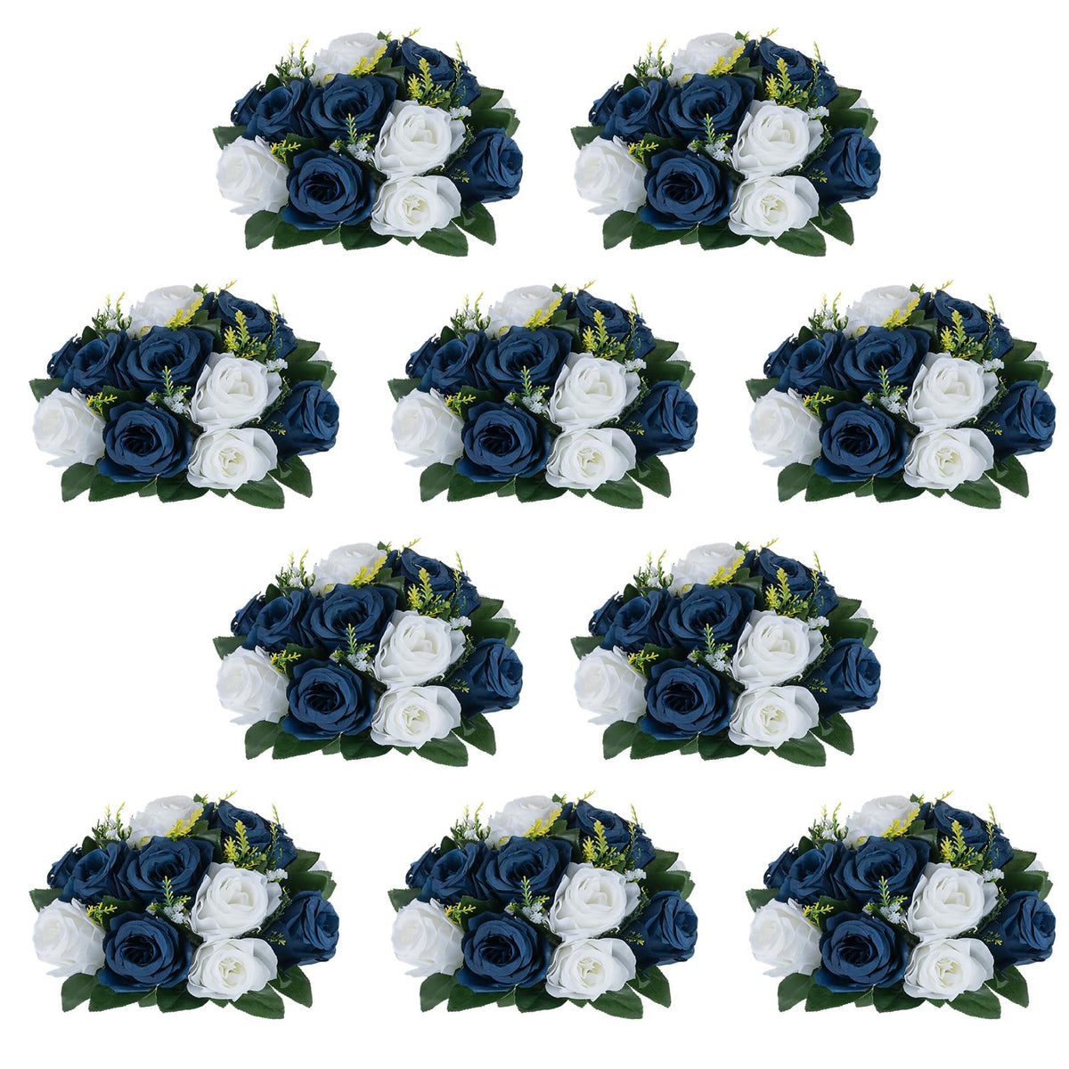 Nuptio Artificial Flower Centrepieces for Tables - 6 Pcs Burgundy & Dusty Rose & Creamy White Fake Flowers Roses Balls 9.5in Diam - Silk Faux Rose Arrangement for Wedding Party Centerpiece Table Decor