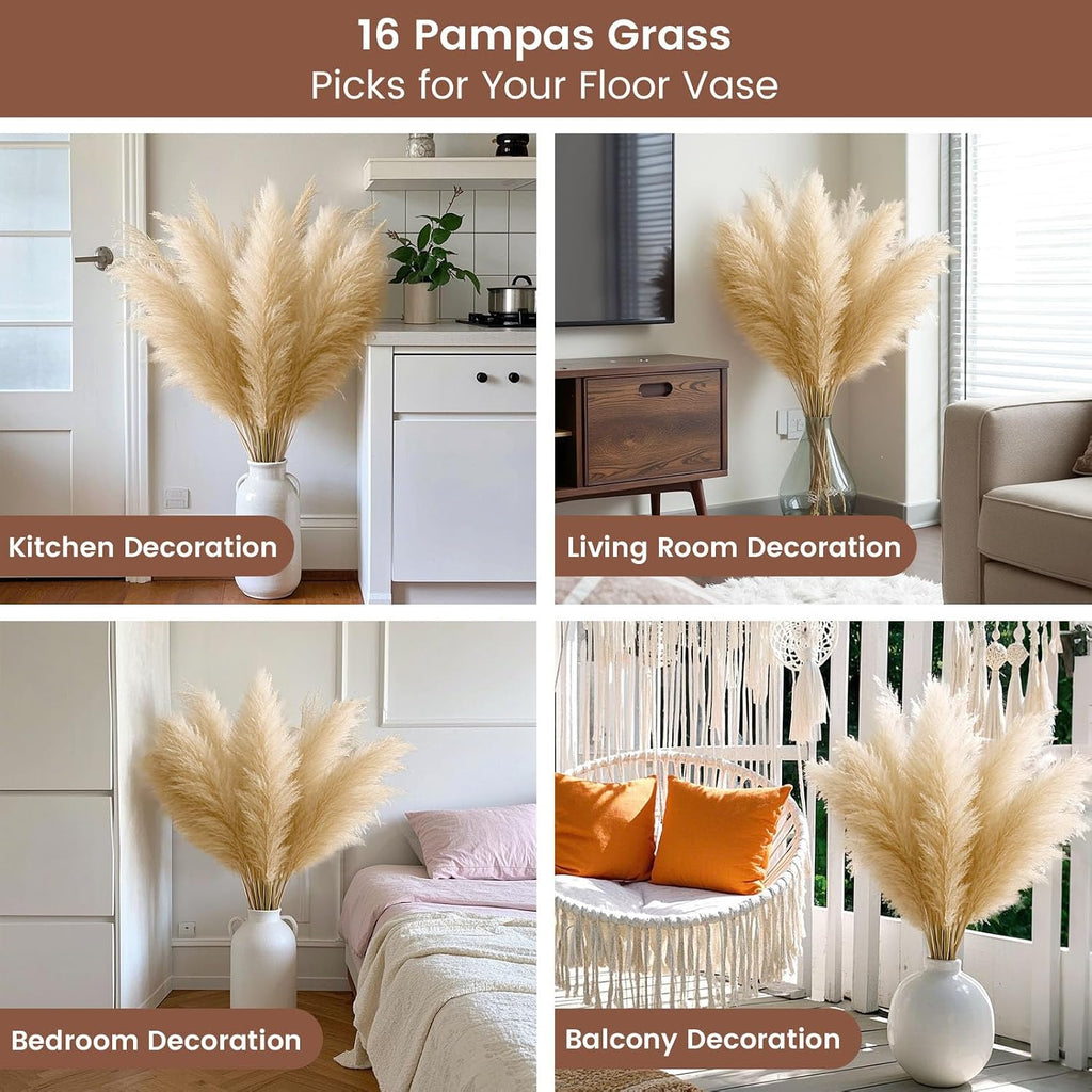 JOHOUSE 16PCS 40'' Tall Pampas Grass for Floor Vase