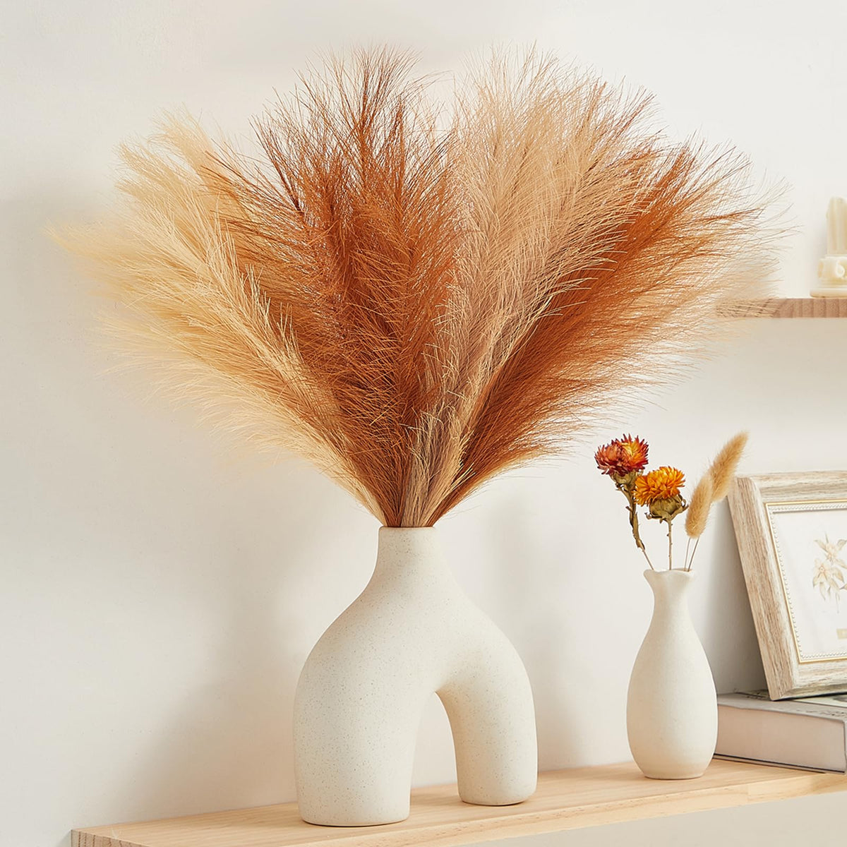 Serwalin 6PCS 17.7 Inch Black Pampas Grass Decor Gothic Feather Vase Filler