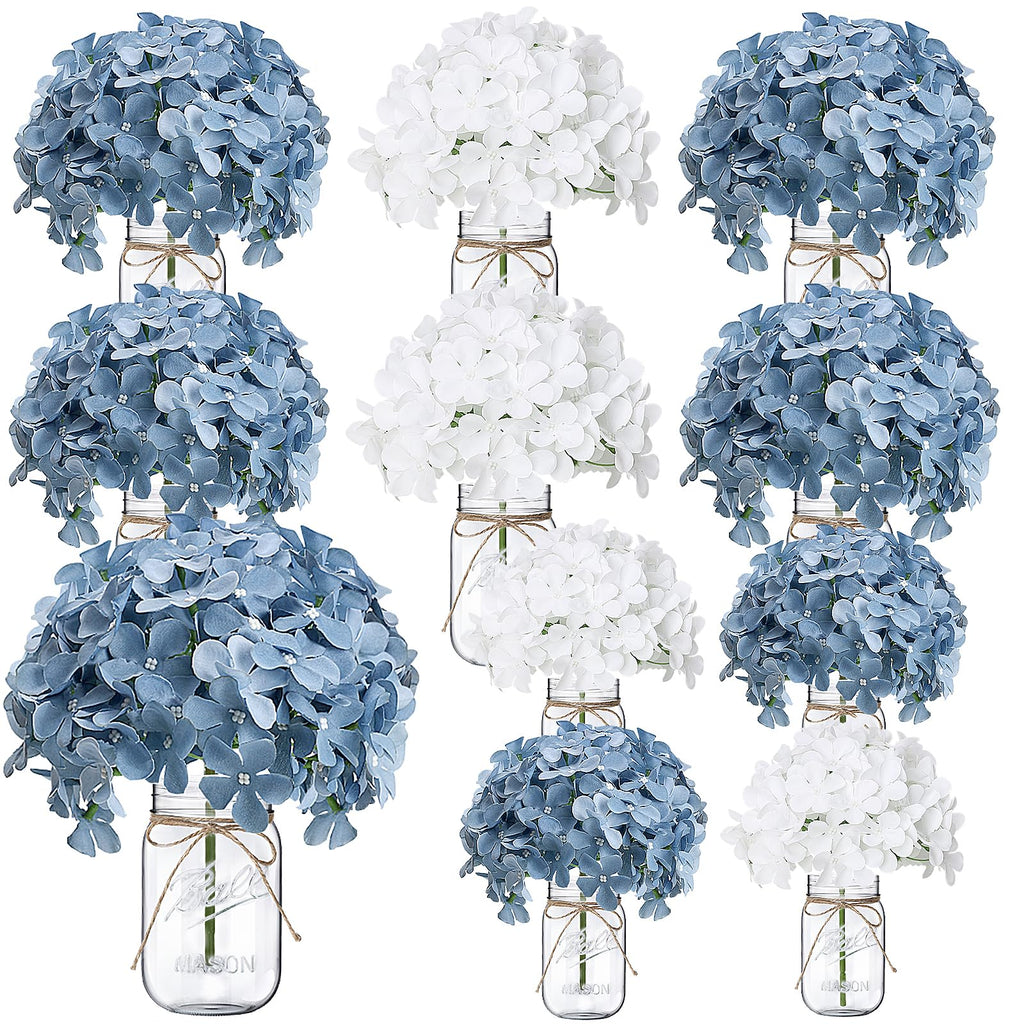 10 Sets Mason Jars Flower Table Centerpiece with White Rose - Ivory