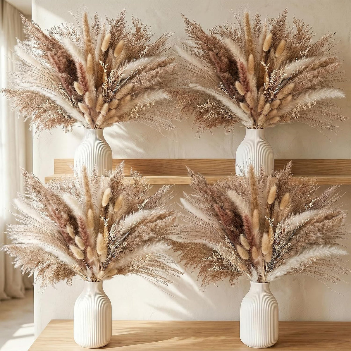 JOHOUSE 450PCS Natural Dried Pampas Grass Decor