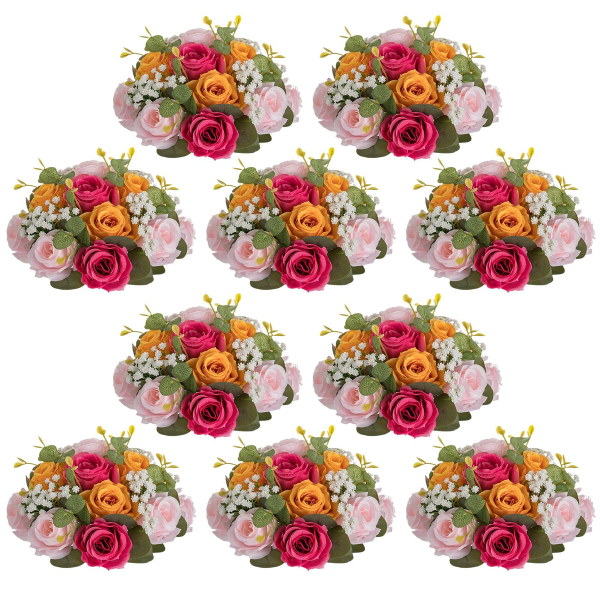 NUPTIO Flower Balls for Table Centerpieces: White Fake Flowers, 8.6 Inch