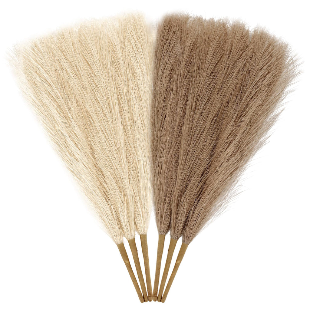 30pcs Pampas Grass Decor,21" Artificial Pompous Grass Bulk,Small Vase Filler Pompas Grass for Home Wedding Living Room Wall Party Decoration (Beige,Light Brown, 21 Inch 30 Pcs)