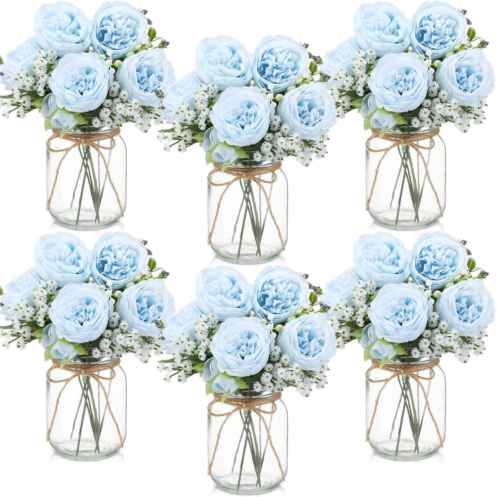 Zeyune 12 Sets Mason Jar Flowers Centerpiece Table Decorations,Green