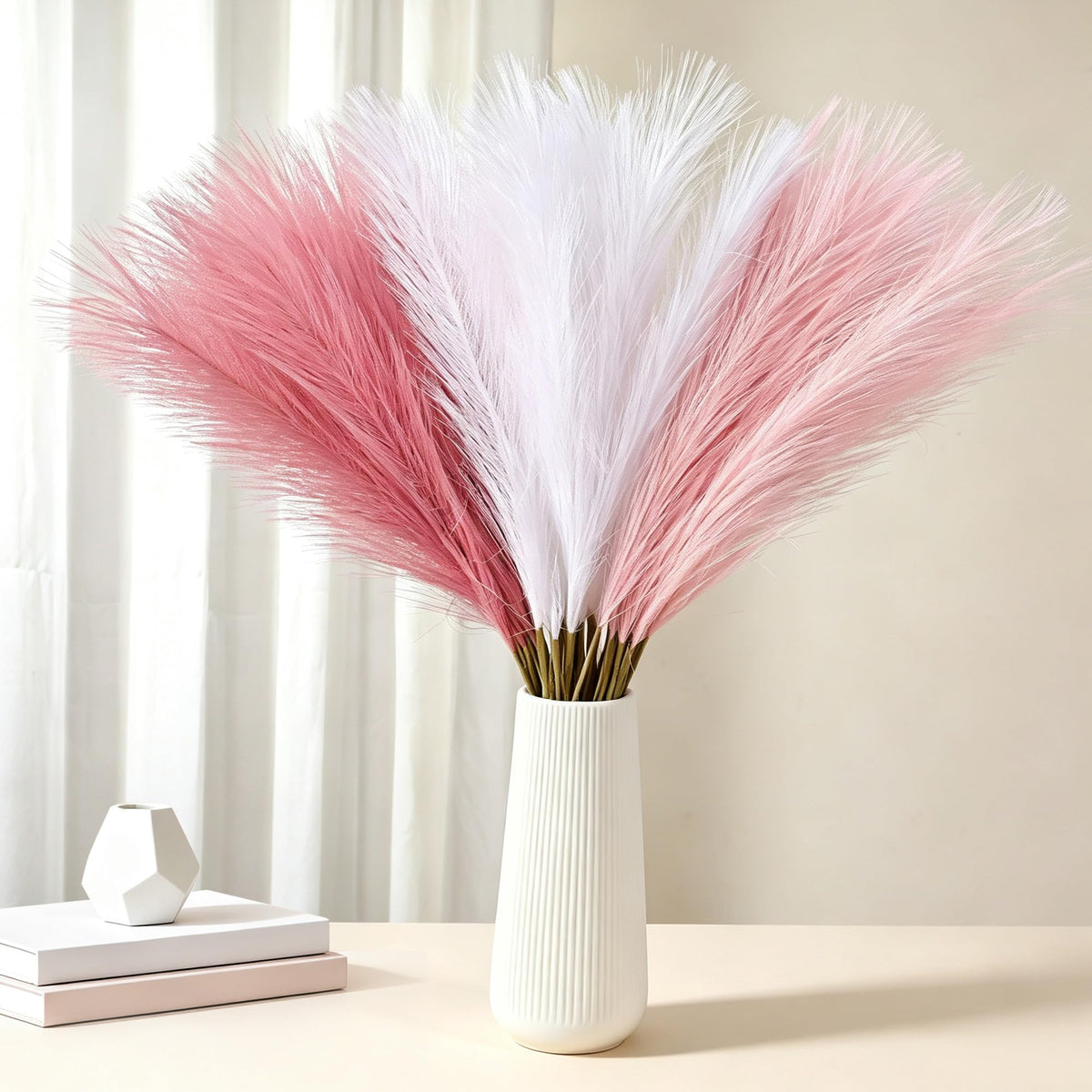 Bpole 36Pcs Black Pampas Grass,21.6 Inch Fluffy Faux Pampas Boho Home Decor