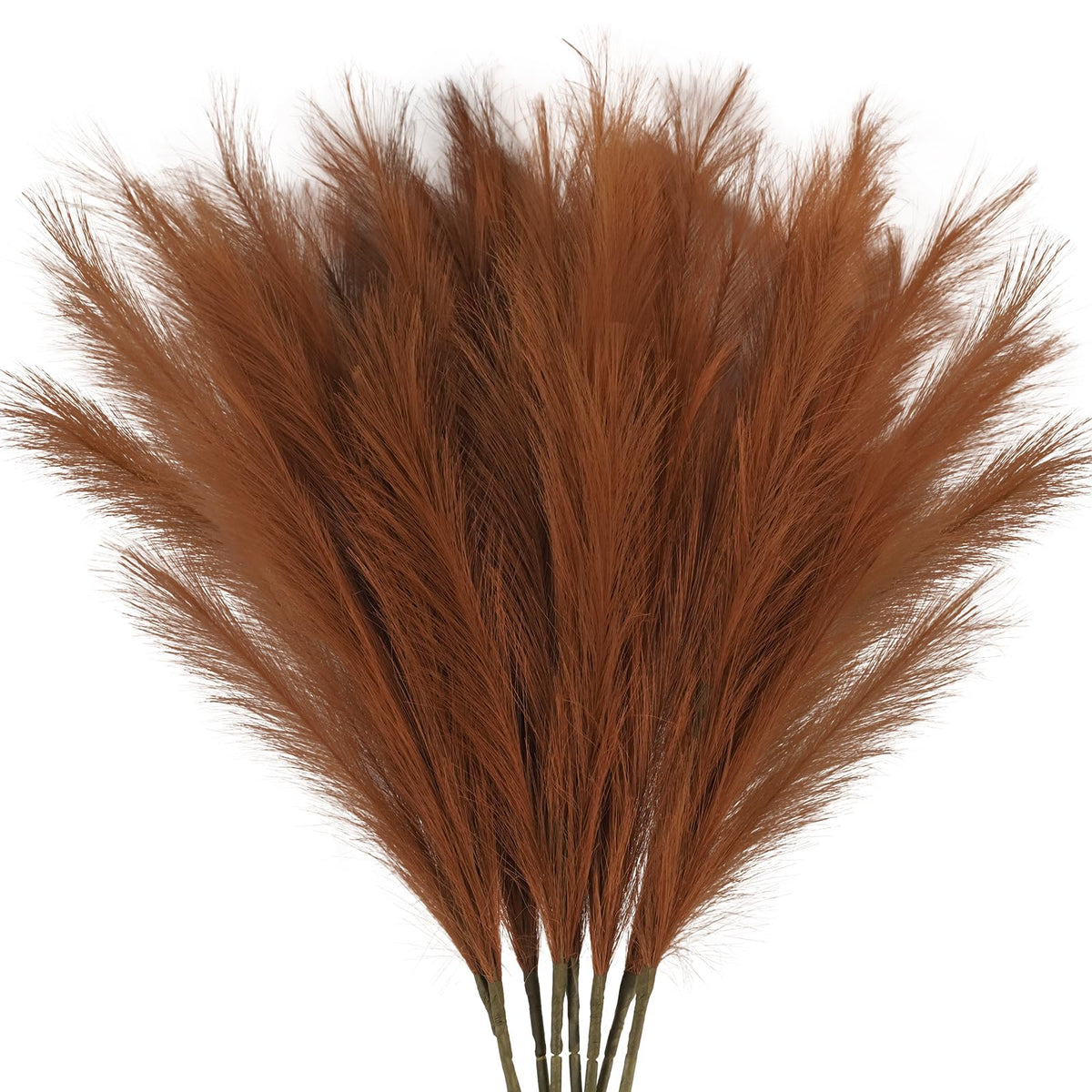 obbsie 50PCS Burnt Orange Faux Pampas Grass Decor, 21.6" Fluffy Vase Filler