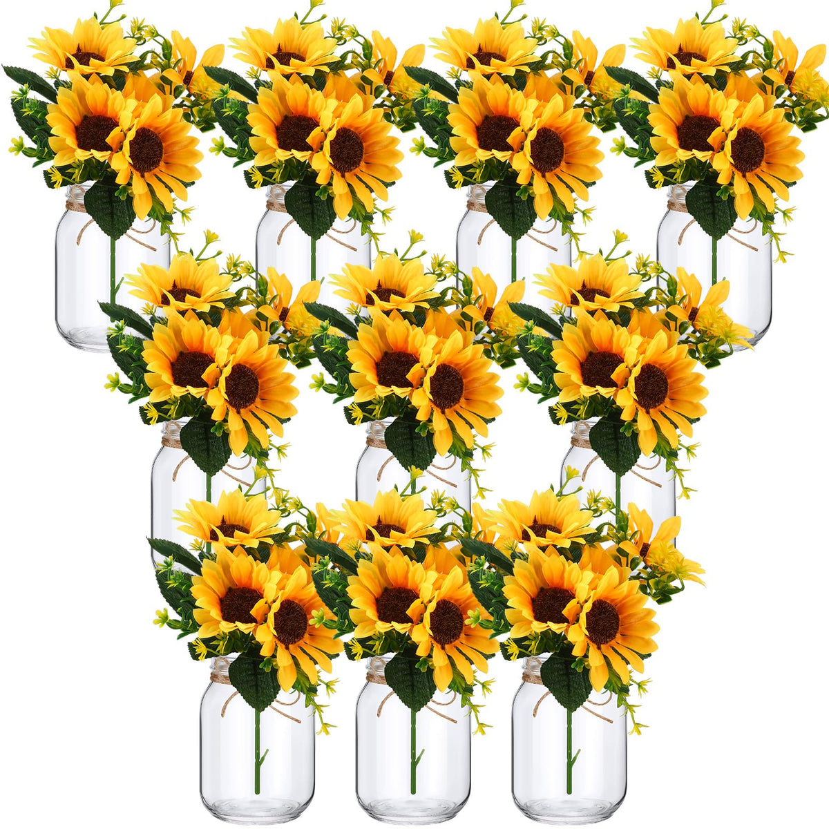 XunYee 10 Set Mason Jars for Centerpieces,White,Rose