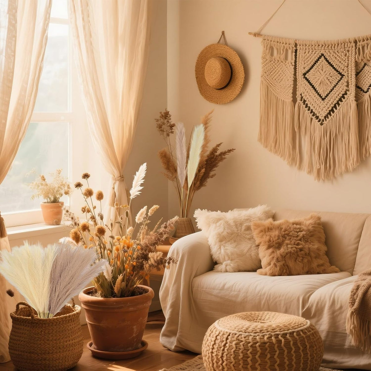 30pcs Pampas Grass Decor,21" Artificial Pompous Grass Bulk,Small Vase Filler Pompas Grass for Home Wedding Living Room Wall Party Decoration (Beige,Light Brown, 21 Inch 30 Pcs)