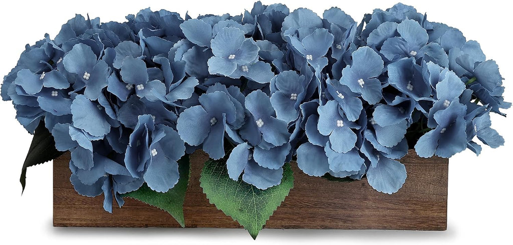 Pre-Made Hydrangea Centerpiece for Dining Table, Navy Blue