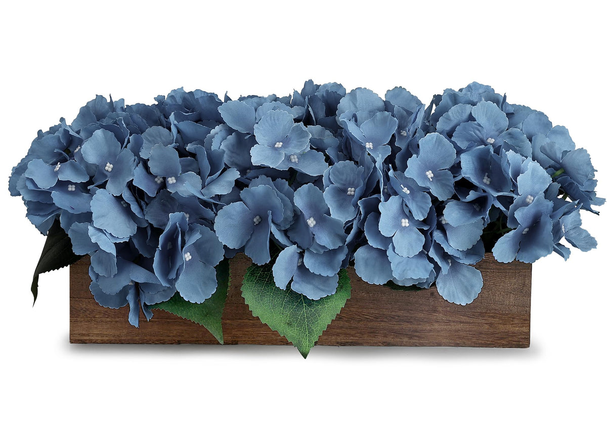 Pre-Made Hydrangea Centerpiece for Dining Table, Navy Blue