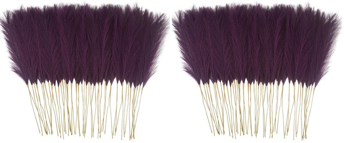 obbsie 50PCS Burnt Orange Faux Pampas Grass Decor, 21.6" Fluffy Vase Filler