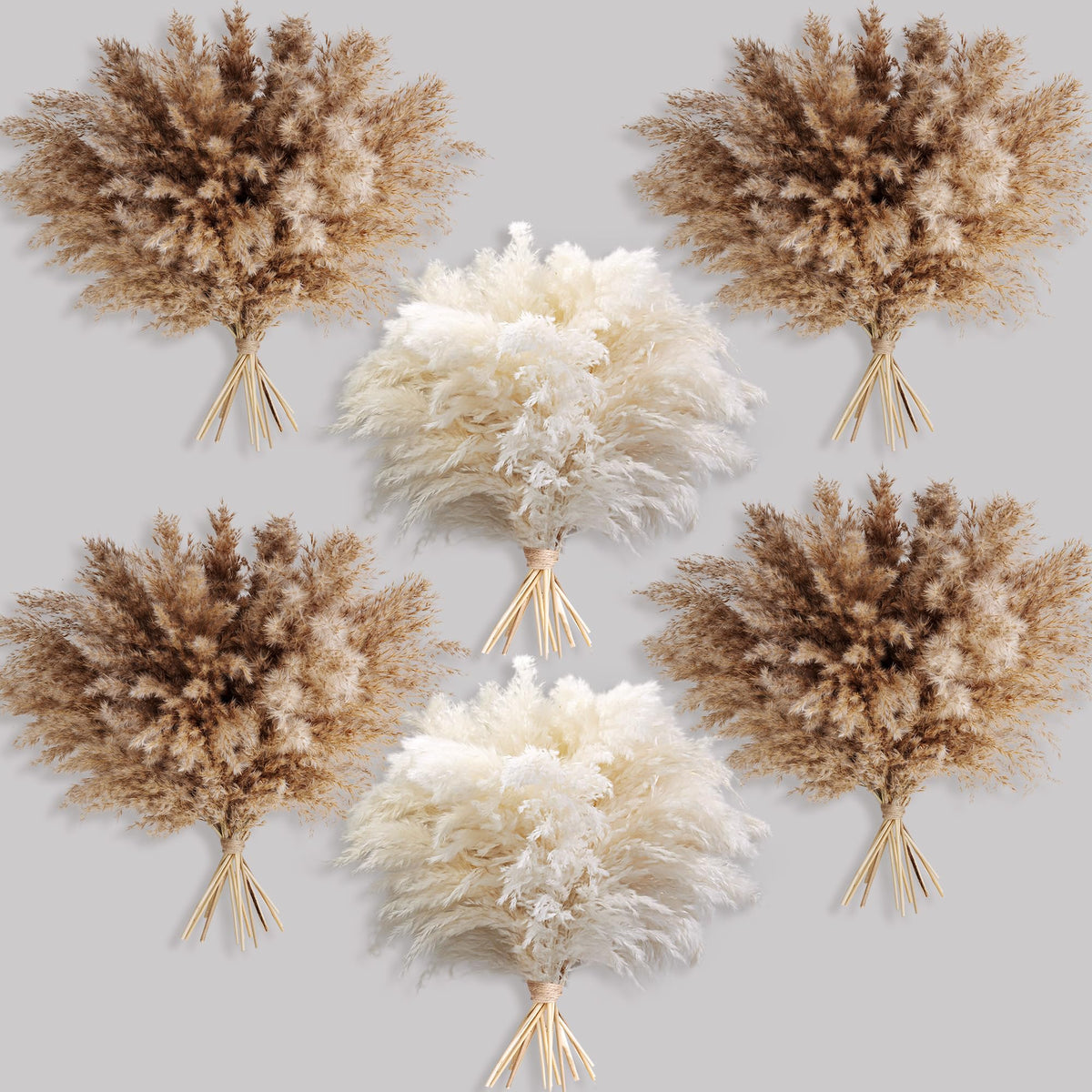 30 PCS Boho Decor, Fluffy Pompas Grass, Natural Dry Pampas Grass Small, Short Pampass Bulk for Boho Room, Coffee Table Decor (17 inch )