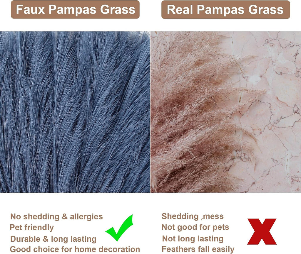 Navy Blue Faux Pampas 60PCS 21.7" for Boho Vase Filler Decor