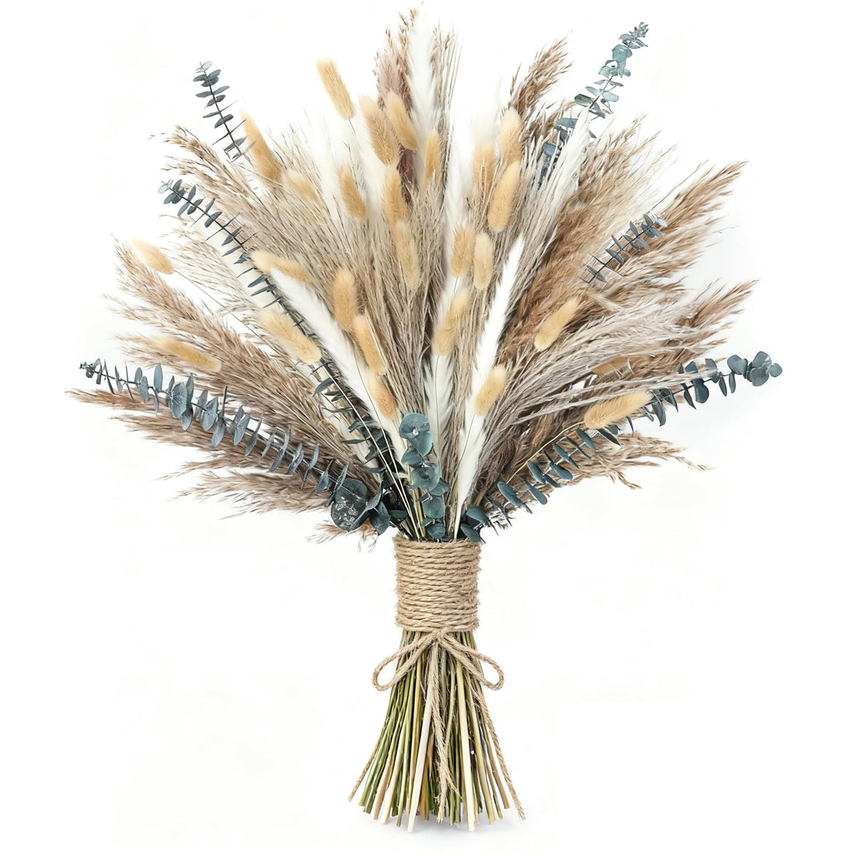 xin's convey 120 PCS Dried Pampas Grass, Dried Flowers, Reed Grass Bouquet for Bohemian Flowers Home Table Wedding Decoration, Rustic Farmhour.(Light Brown)
