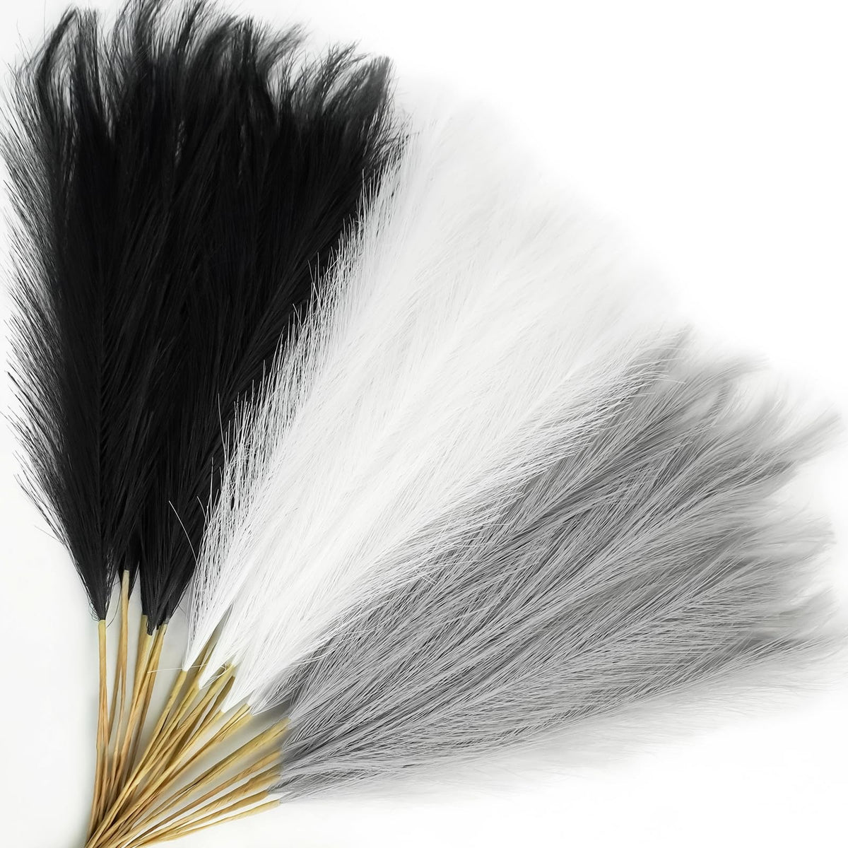 Agusbagli 30pcs Black Faux Pampas Grass Tall, 21.6in Artificial Colored Pompas Grass Short Fluffy Fake Pampas Stems Vase Filler Flower Arrangement for Home Wedding Centerpieces Boho Decor