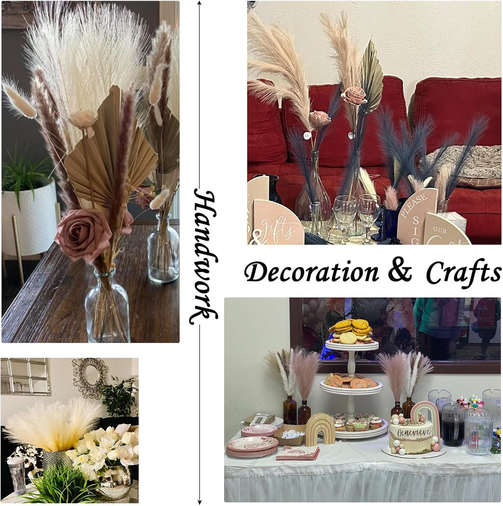LWINGFLYER Navy Blue Faux Pampas Grass Decor 18-Inch Short 6 Stems Dried Flowers for Small Vase Boho Home Decor Wedding Bouquet Party Decoration Flower Arrangement Balloon Garland
