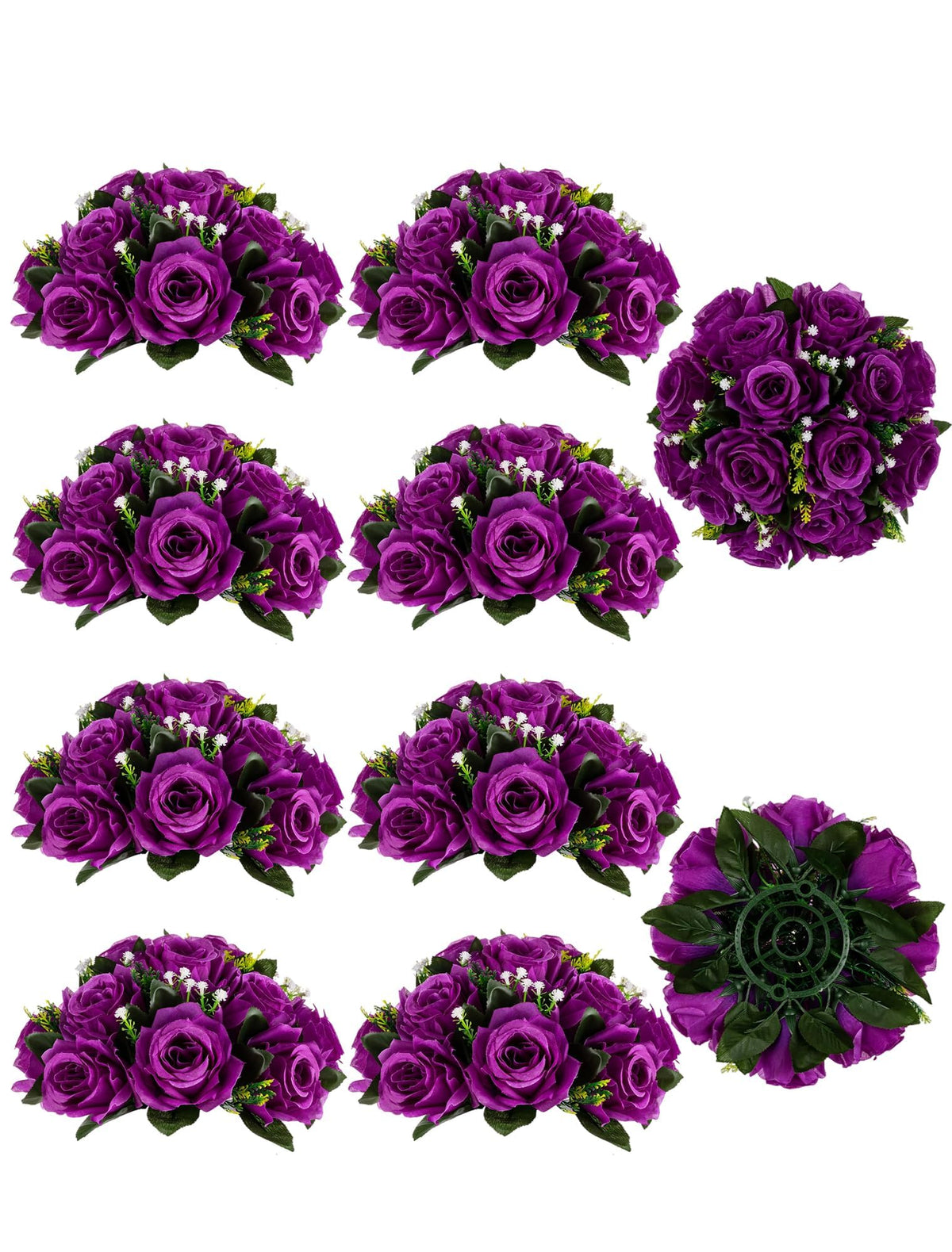 BLOSMON Faux Flower Centerpieces for Wedding Tables, 10 Pcs, Crimson Red
