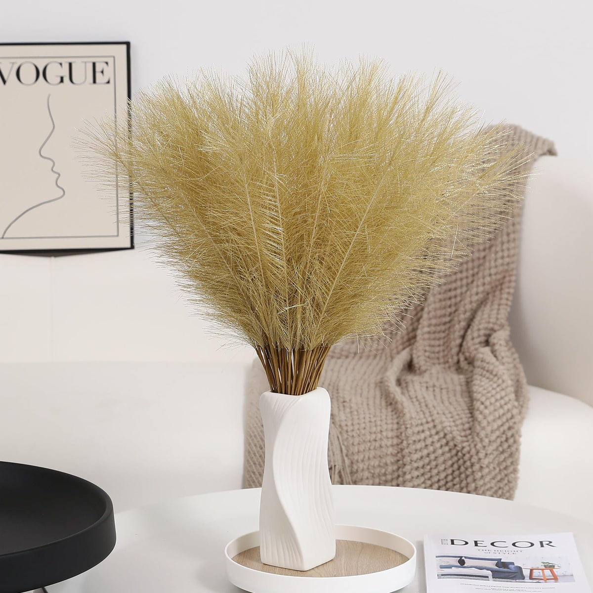 Wertuirk 30pcs Faux Pampas Grass - 24 Inch Pink Pampas Grass Home Decor
