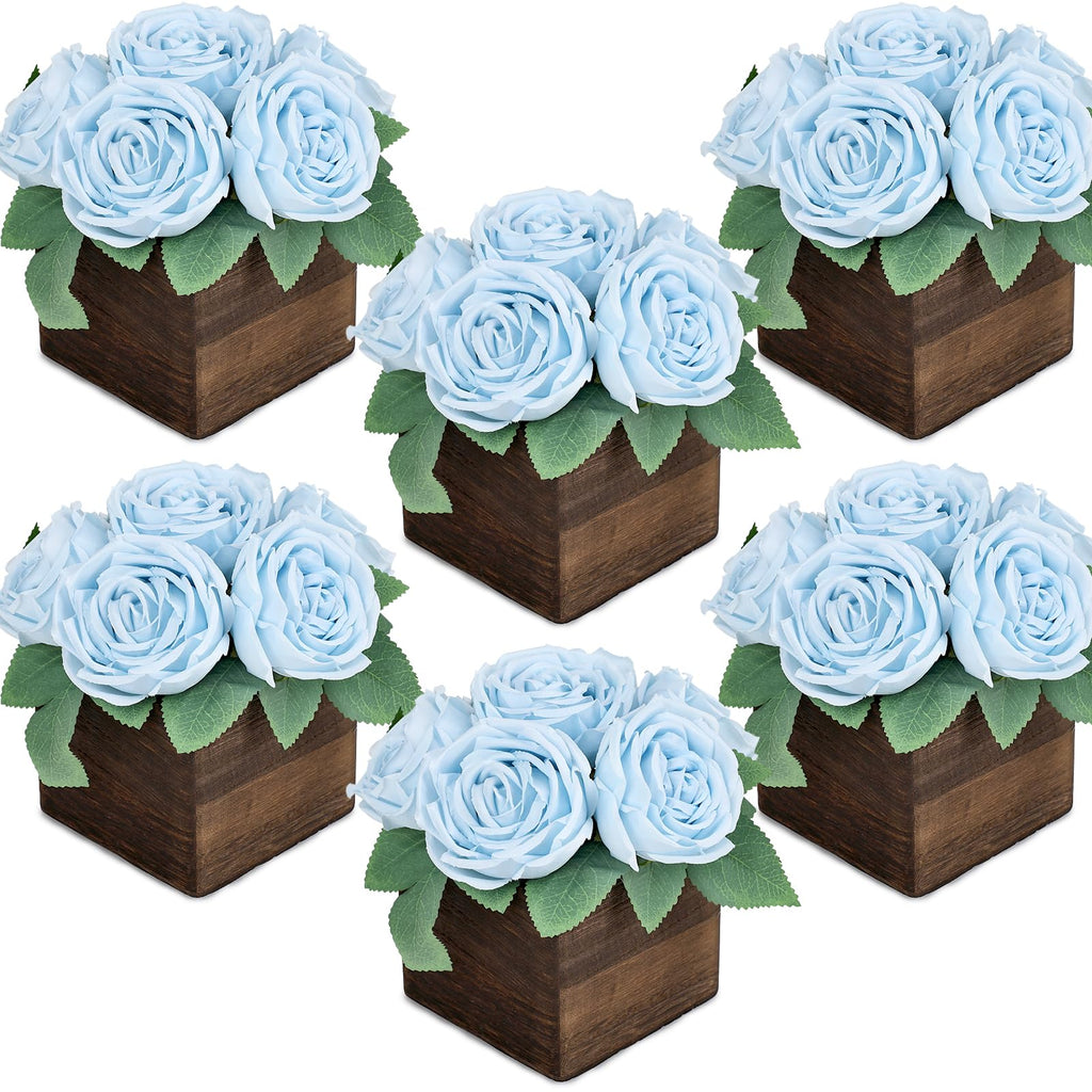 Dusty Blue & White Dining Table Centerpiece Set of 6, Pre-Made